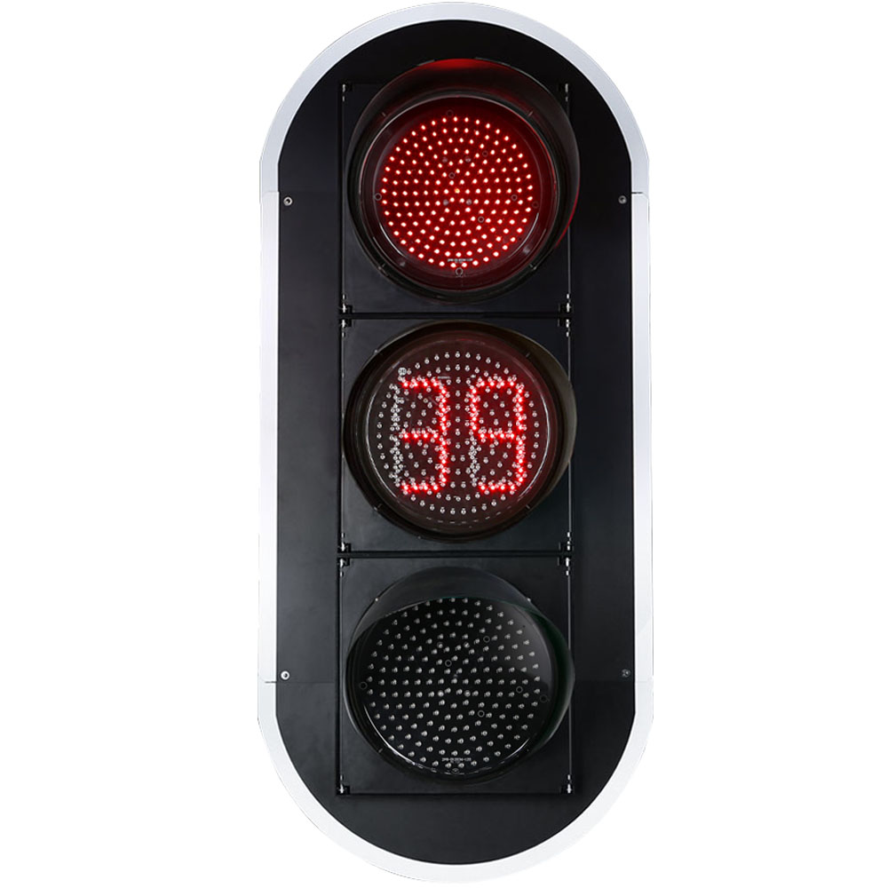 Feu de circulation à boule pleine rouge/jaune/vert à faible consommation avec compte à rebours