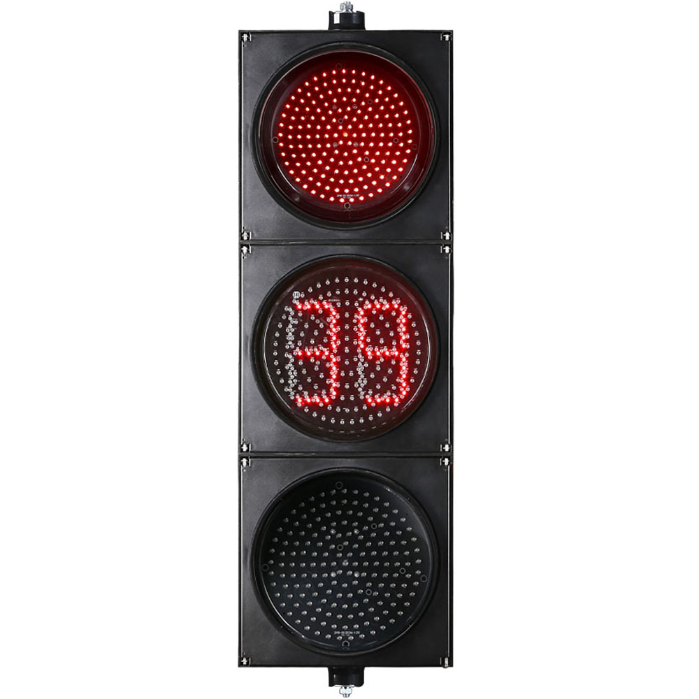 Feu de circulation à boule pleine rouge/jaune/vert à faible consommation avec compte à rebours