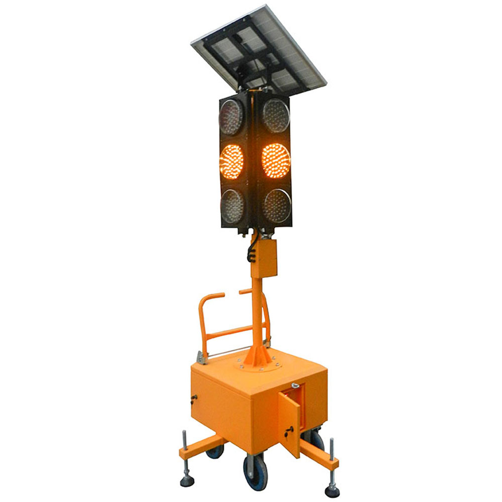 Feu de circulation intégré mobile à énergie solaire