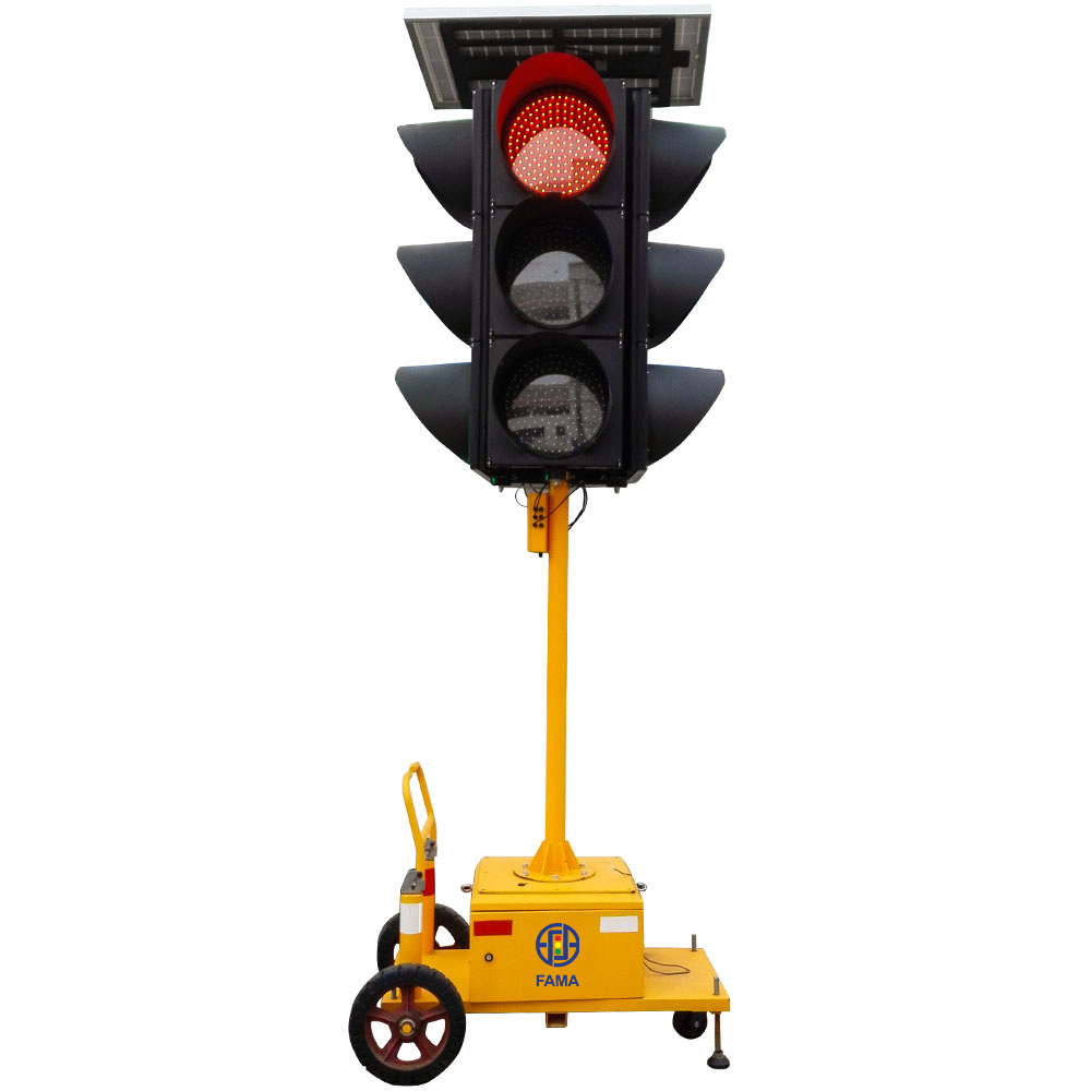 Feu de circulation intégré mobile à énergie solaire