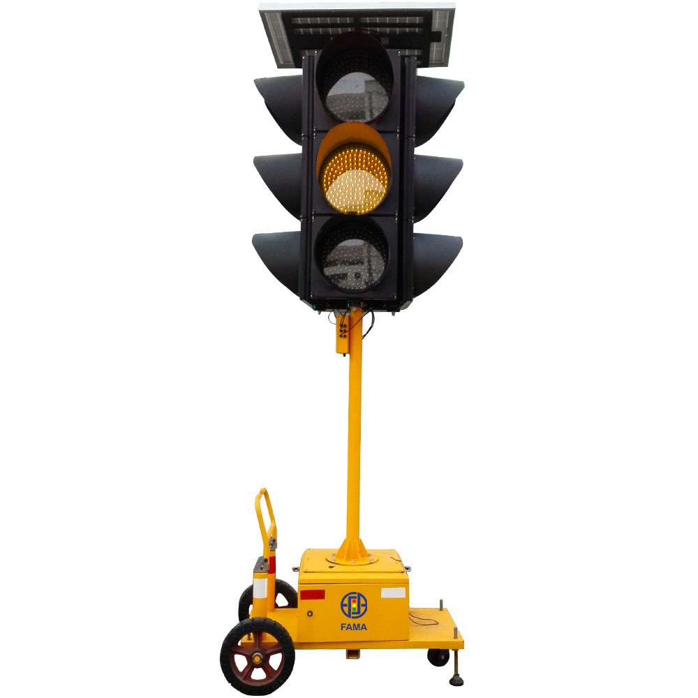 Feu de circulation intégré mobile à énergie solaire