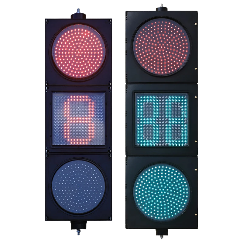 Feu de circulation à boule pleine rouge/jaune/vert à faible consommation avec compte à rebours à matrice de points